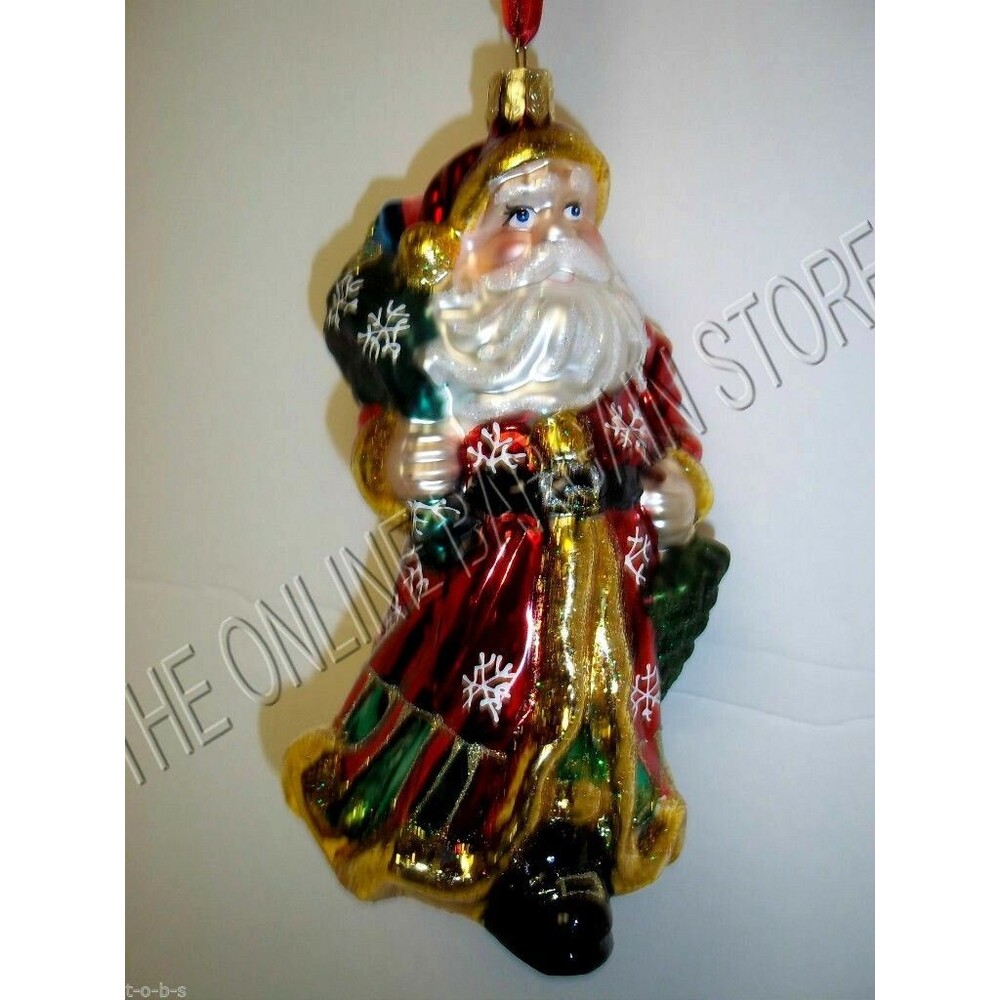 Waterford Christmas Holiday Tree Glamour Santa Claus Glass Painted Ornament